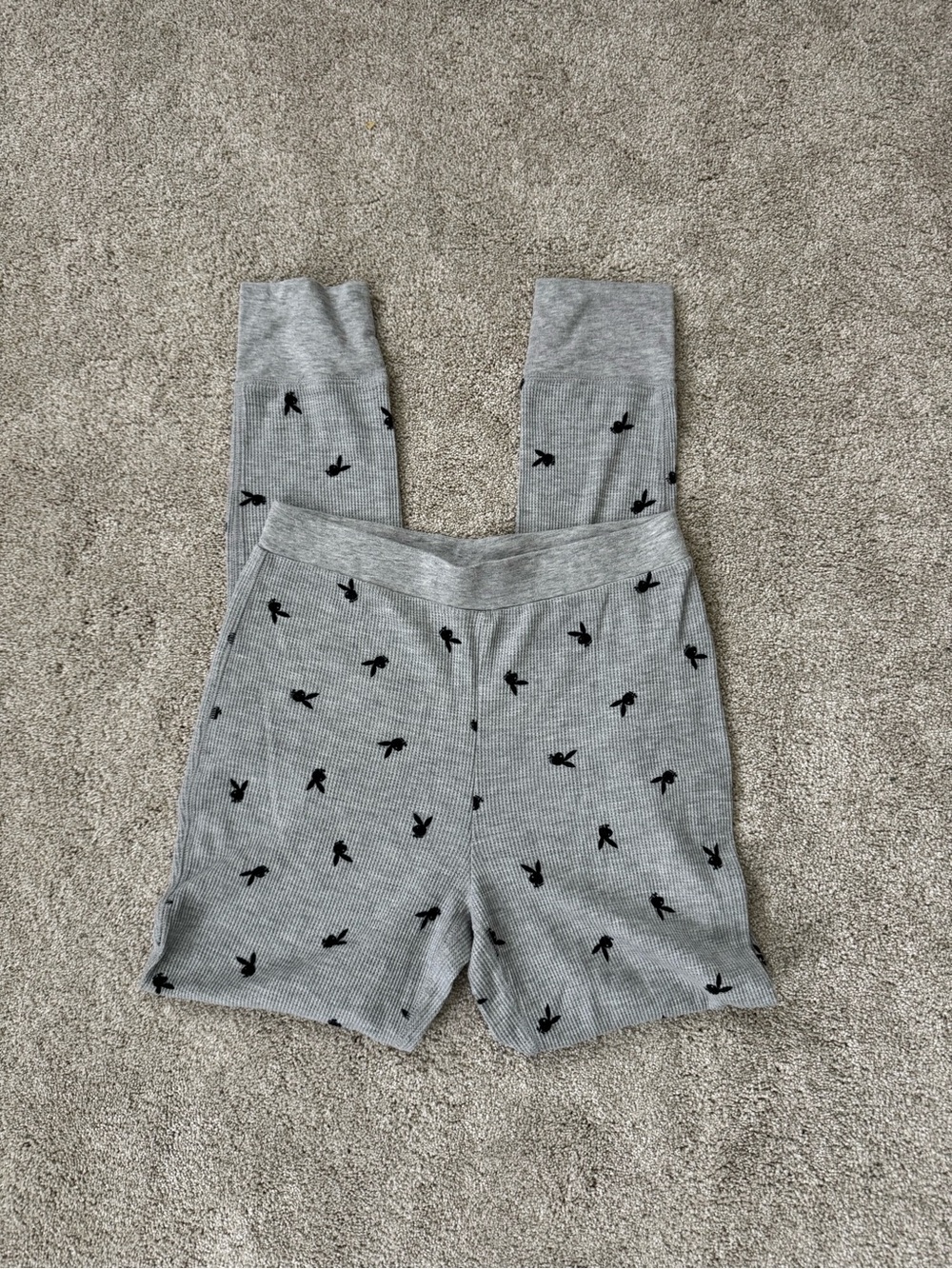 Playboy Bunny Grey & Black Waffleknit Leggings